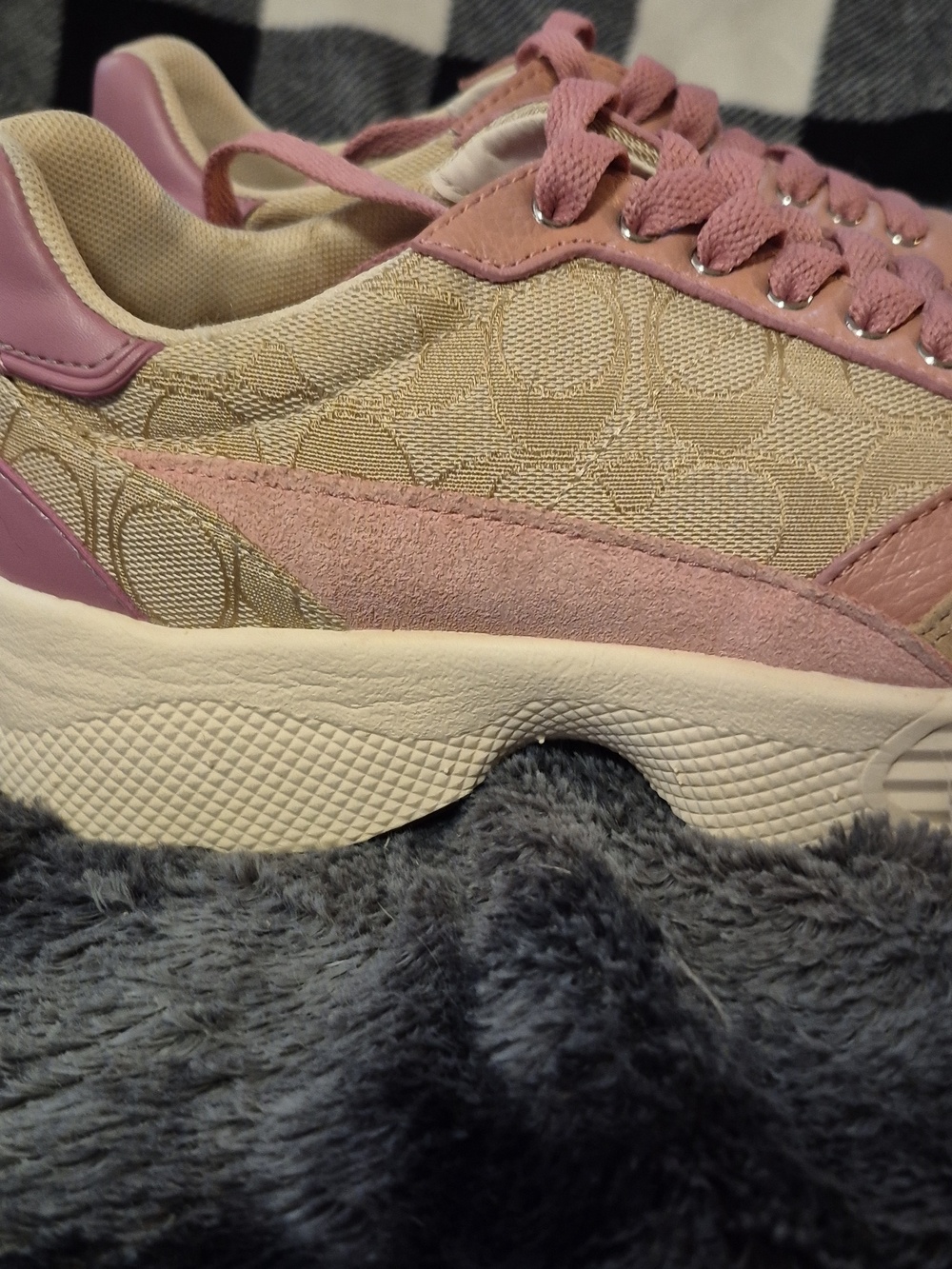 Coach Pink and Tan Logo Panel Sneakers - Picture 9 of 9